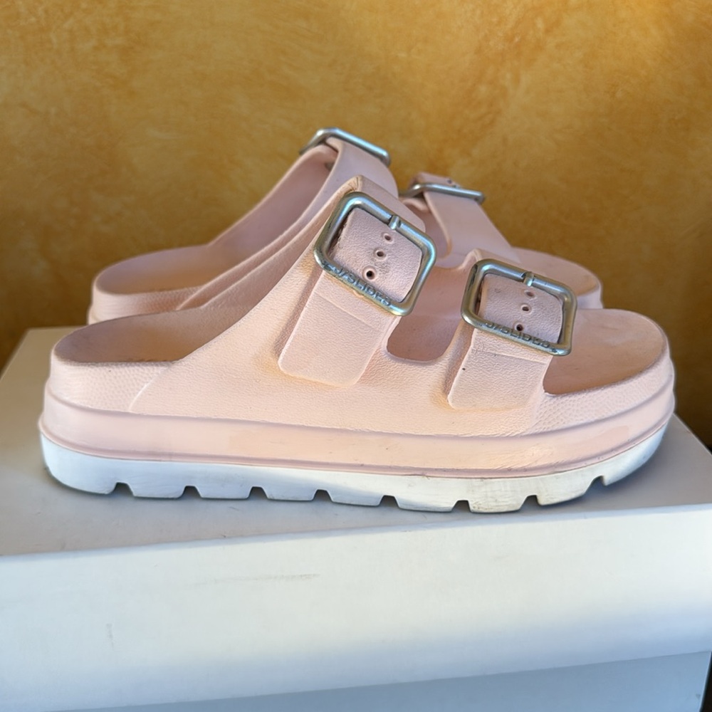 J/Slides Pink Platform Slide Sandals sz 6